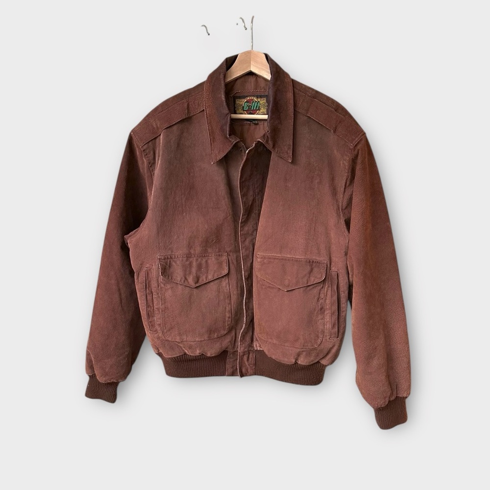 G-lll Vintage Brown Leather Bomber Jacket - M